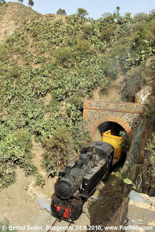 Container train passes tunnel 28 near Shegereni