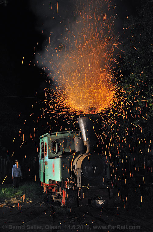 Sparks in the night: sugar mill railway in Olean