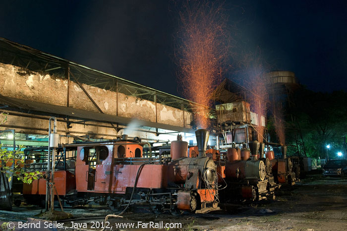 steam and sparks in Pangka at night