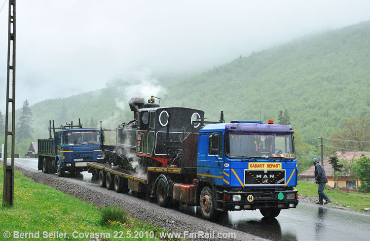 Narrow Gauge Steam in Romania: road transport of a locomotive