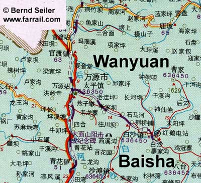 map Wanyuan - Baisha Coal Mine